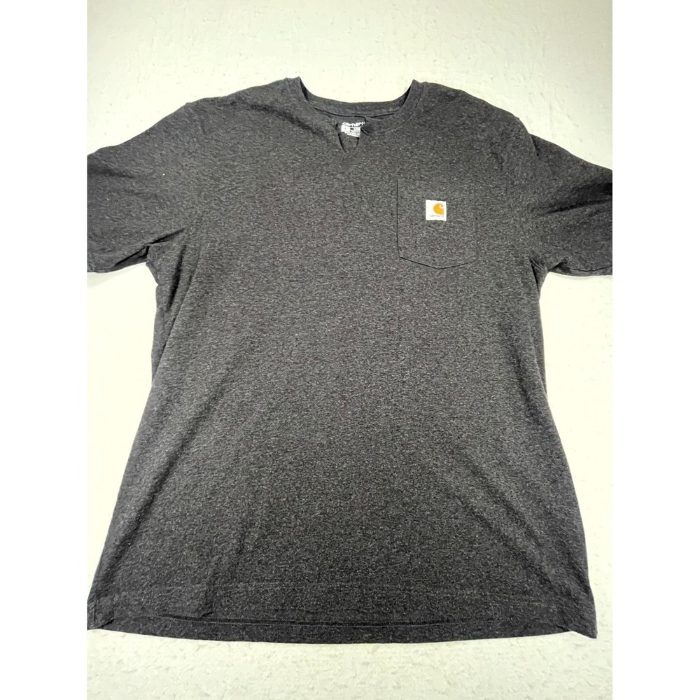 Carhartt Pocket T Shirt Mens Large Gray Knit Cotton Loose Fit Workwear Logo Tee
